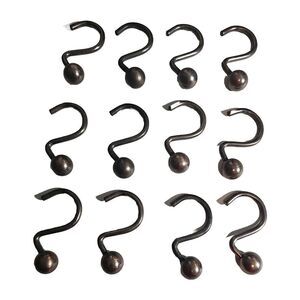 Set 12 Vintage Heavy Golden Hue Brass Ball Weighted Shower Curtain Hooks